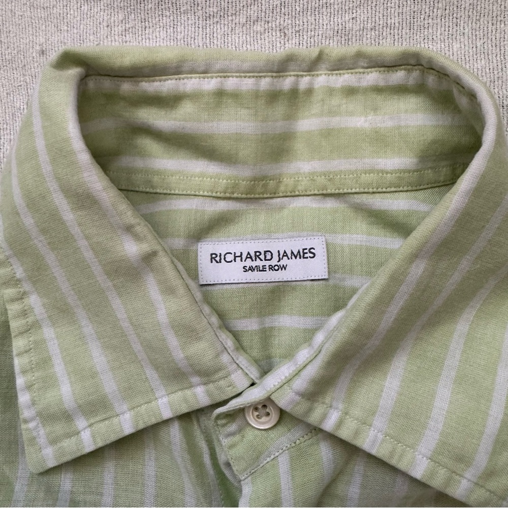 Richard James Light Green Striped Casual Shirt
